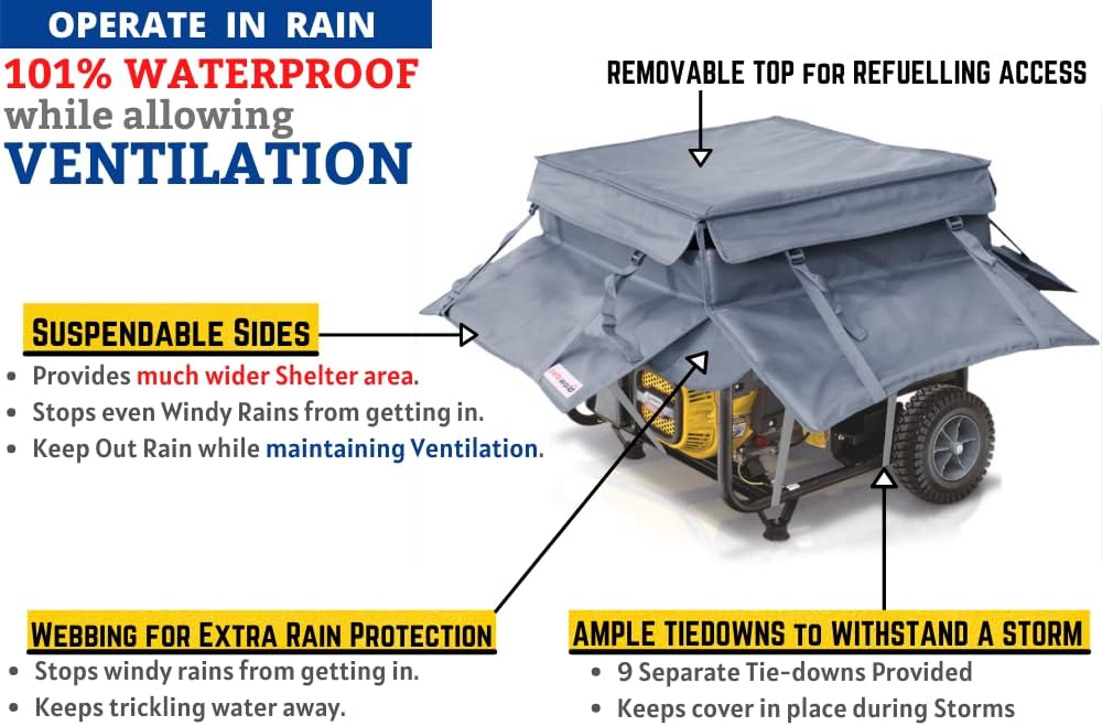 Parts World USA Rain Shelter Enclosure for Portable Generator Tent Running Cover to Run in Rain Storm Snow Sun Heavy Duty Generator Shed for 3500w-12000w Generators