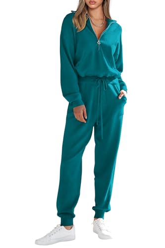 PRETTYGARDEN Women's 2 Piece Sweater Set Pullover Zip Up Sweatshirt Jogger Sweatpants Tracksuit Casual Outfit