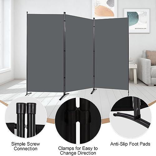 Room Dividers Folding Privacy Screens 4 Panel Partition Screen Steel Frame& Frabic Office Partition for Home Office Dorm Decor Black