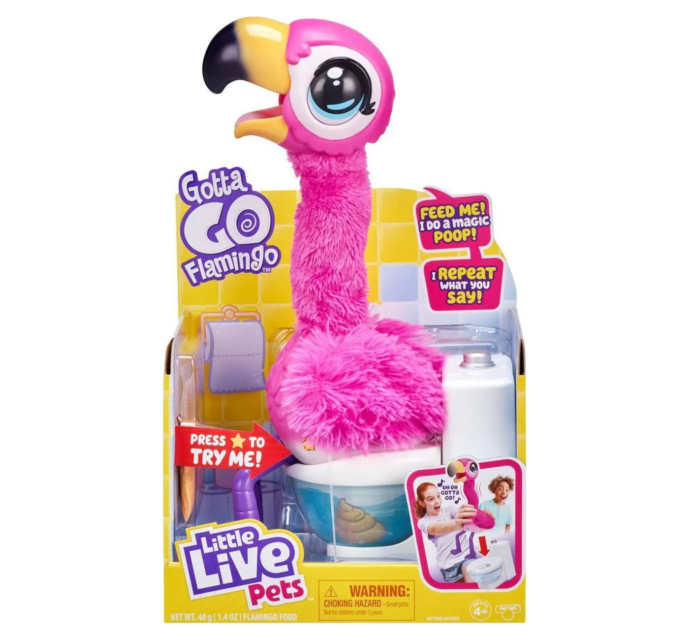 Little Live Pets Gotta Go Flamingo | Interactive Plush Toy That Eats, Sings, Wiggles, Poops and Talks (Batteries Included) | Reusable Food. Ages 4+ - Coco's Treasures