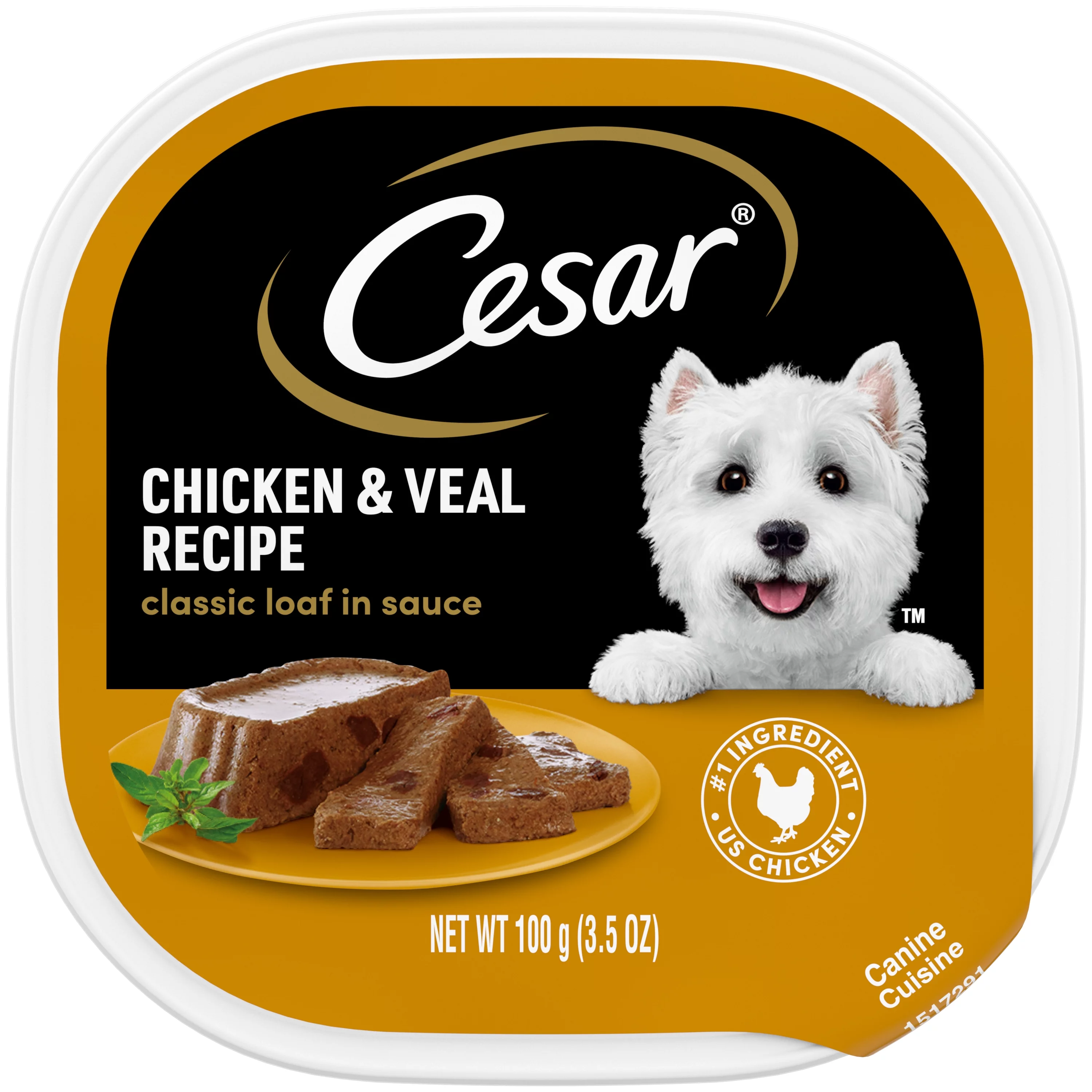 Cesar Classic Loaf In Sauce Chicken & Veal Wet Dog Food, (24) 3.5 Oz. Easy Peel Trays