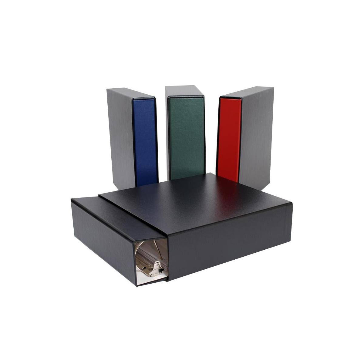 Archival Methods Binder Slip Case Set 1.5x22 D-Ring, Red Binder / Black Slip Case - Exclnt Cond.