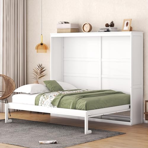 Full Size Murphy Bed Wall Bed,Space-Saving Wall Bed for Multipurpose Rooms,Full size murphy bed cabinet,Sleeping Arrangement for Multipurpose Area, Bedroom, Guest Room, or Living Room (White, Full)