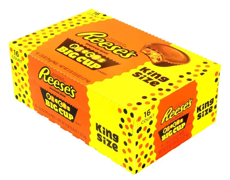 REESE'S PIECES Big Cup Peanut Butter Cups, King Size (Pack of 16)