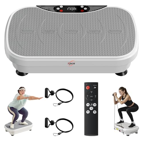 Vibration Plate Exercise Machine, Full Body Shaker Workout Vibration Plate for Lymphatic Drainage Weight Loss, Waver Vibrating Fitness Platform with Resistance Bands, Low Noise Home Fitness for Adults