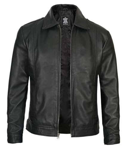 Decrum Mens Leather Jacket - Real Lambskin Classic Vintage Style Leather Jackets For Men