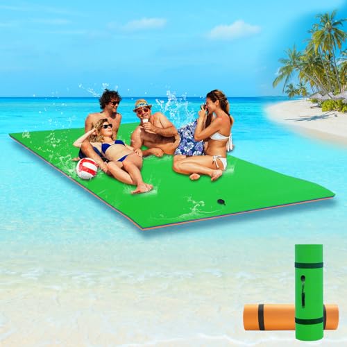 Lily Pad Floating Mat, 9'/12'/18' Premium Floating Water Mat for Lake, 3-Layer Tear-Resistant XPE Foam, Giant Lily Pad for Water Recreation Pool, Suitable for Multiple Users