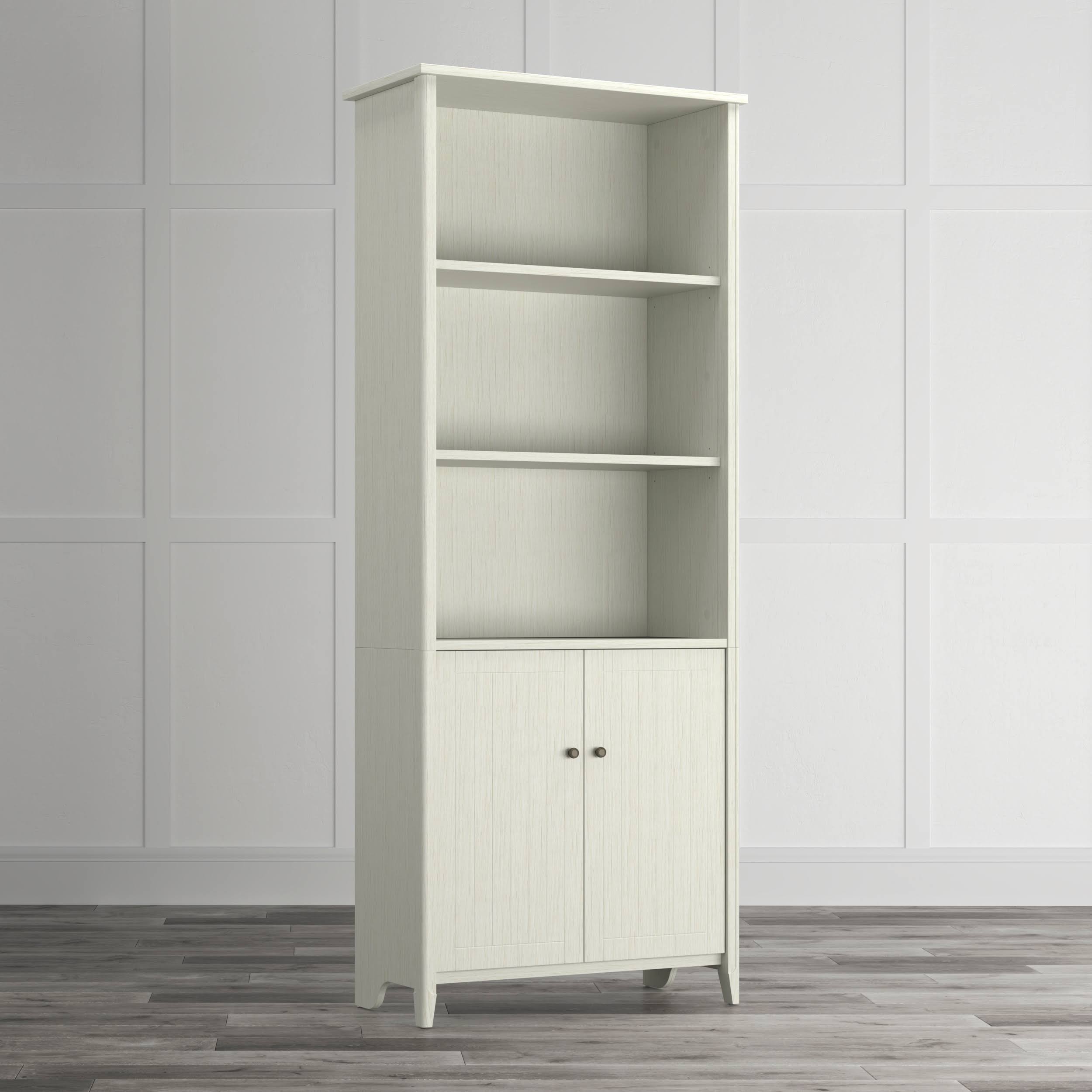 Quarters u0026 Craft High Tide Collection Home Office Library Bookcase, in Weathered White (QCLIBBWH)