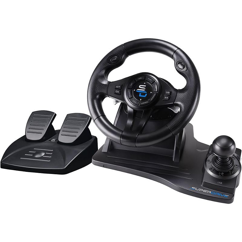 SUBSONIC Superdrive - GS550 steering wheel with pedals, paddles, shifter, vibration racing wheel for Switch 2, Switch, Xbox Serie X/S, PS4, Xbox One, PC
