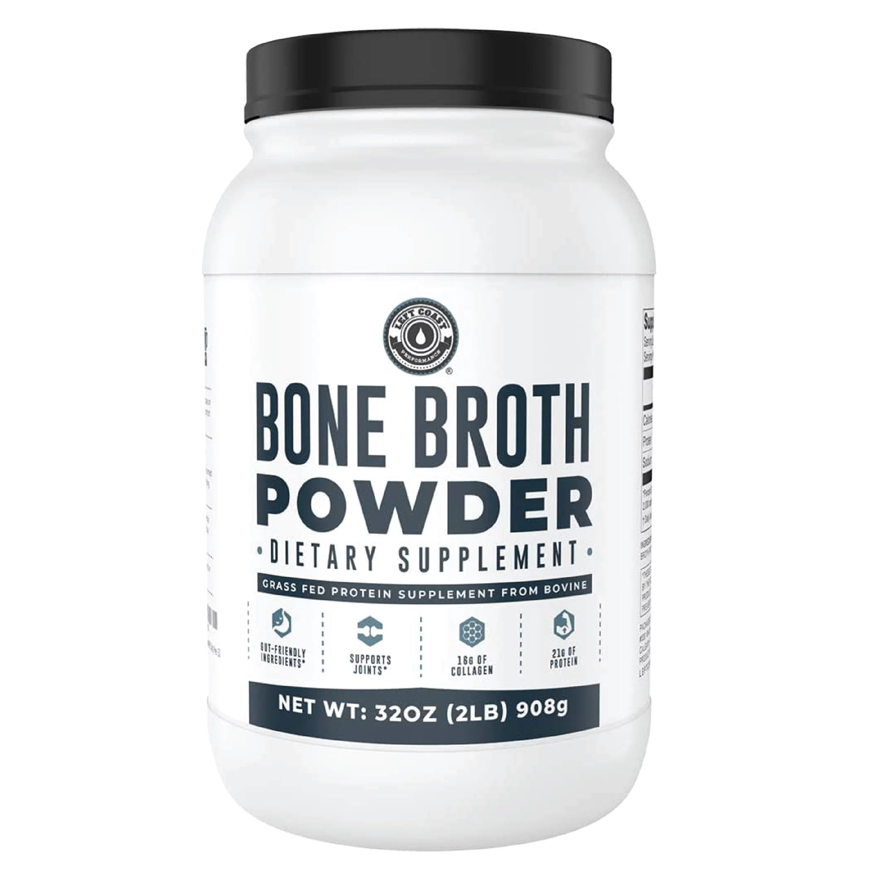 Left Coast Performance Keto Bone Broth Powder | Grass Fed Keto Protein Powder With Collagen | 42 Servings | Unflavored, 32oz