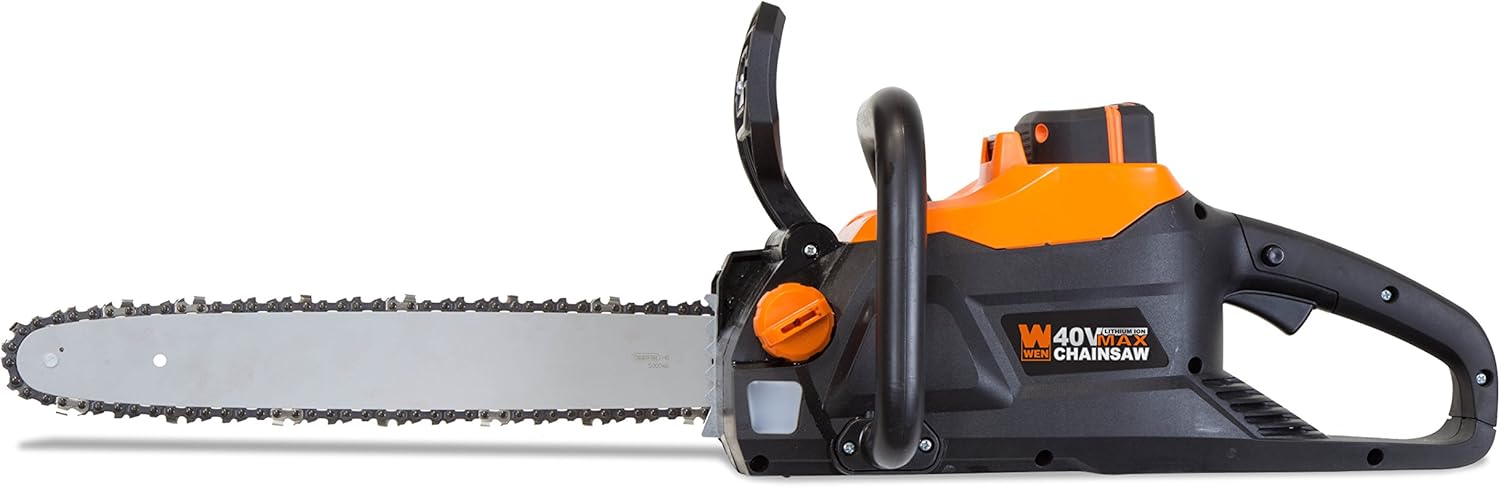 WEN 40417 40V Max Lithium Ion 16-Inch Brushless Chainsaw with 4Ah Battery and Charger
