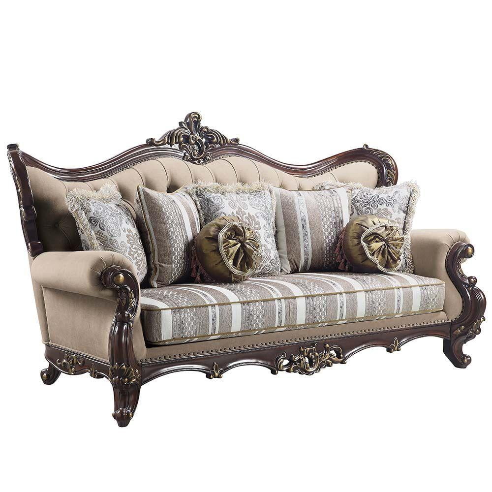 Classic Brown & Cherry Sofa by Acme Ragnar LV01122