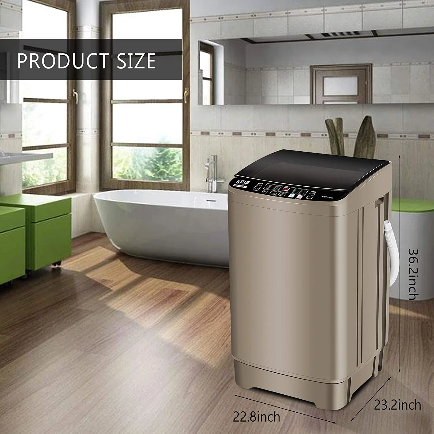 Full-Automatic Washing Machine 15.6 lbs Krib Bling Portable Compact Laundry Washer with Drain Pump
