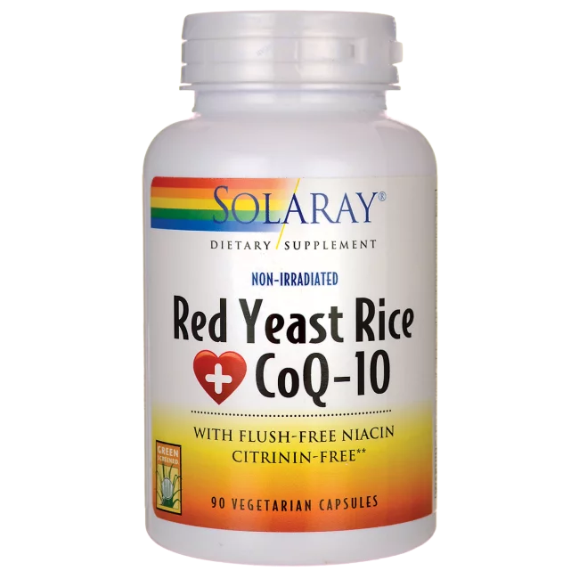 Solaray Red Yeast Rice Plus CoQ-10 | With Niacin for Added Cardiovascular Health Support | Non-Irradiated & No Citrinin | 90 Vegetarian Capsules