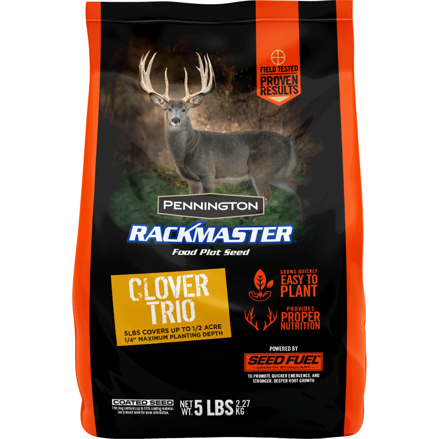 Pennington Rackmaster Clover Trio Deer and Wildlife Food Plot Seed, Full Sun to Partial Shade, 5 lbs