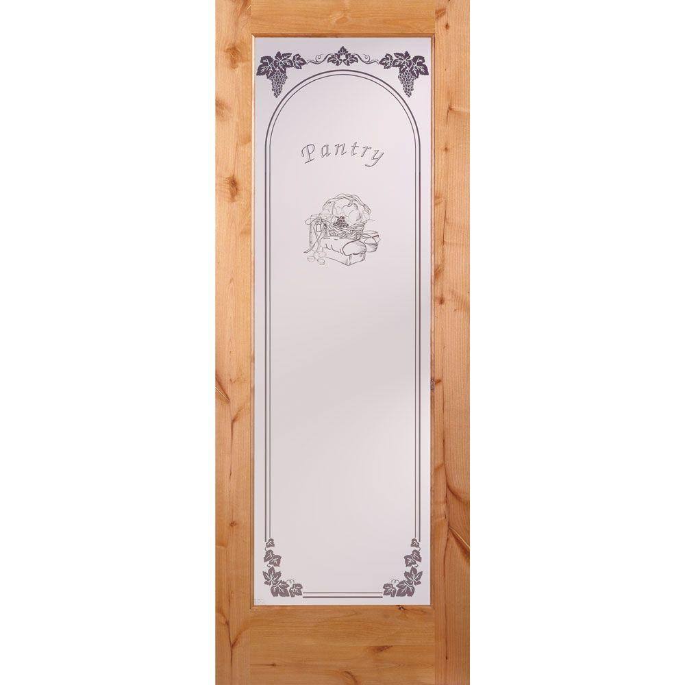 Feather River Doors 30 in. x 80 in. Pantry Woodgrain 1 Lite Unfinished Knotty Alder Interior Door Slab, Knotty Alder- Ready to S