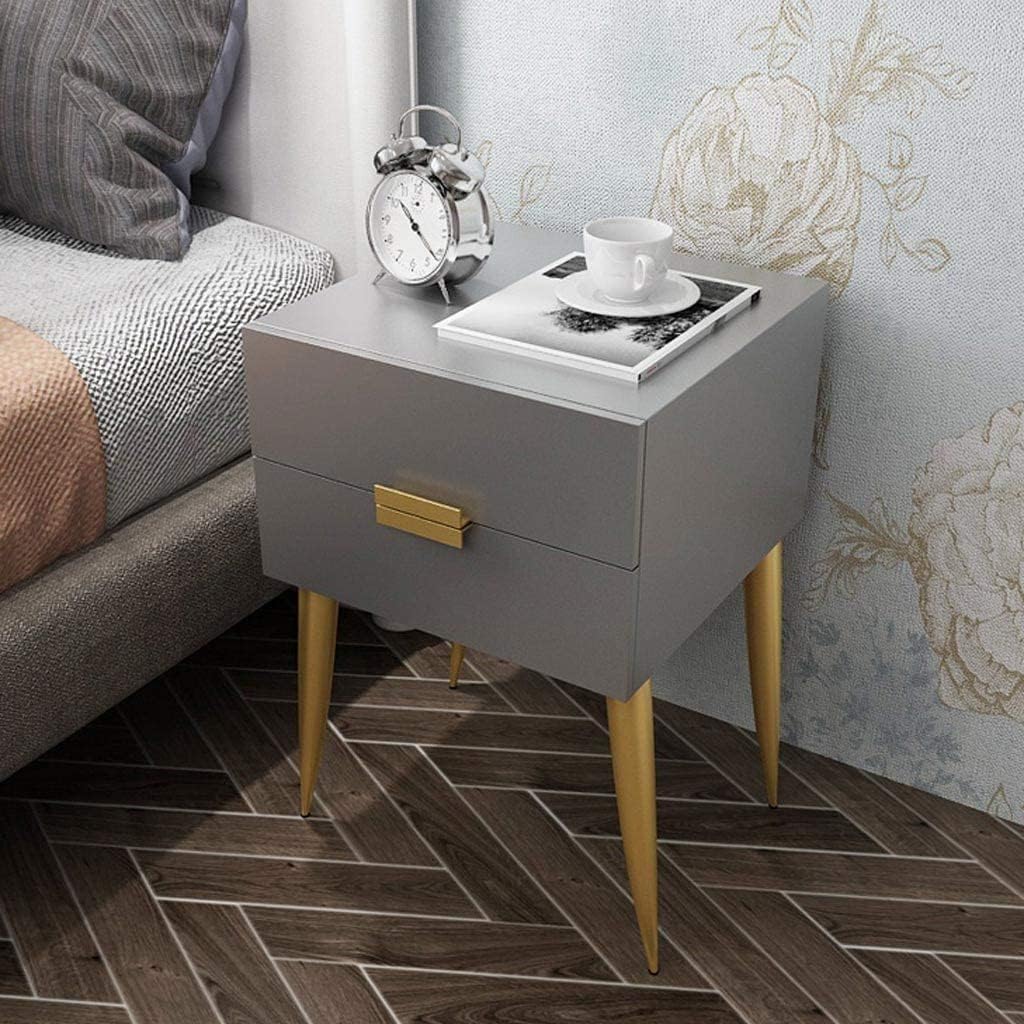 Bedside Table Delicate End Tables Household Bedside Table with 2 Drawers Nightstand Economical Simple Bedside Cabinet Wood-Based Panel Bedroom End Tables Save Space (Grey)