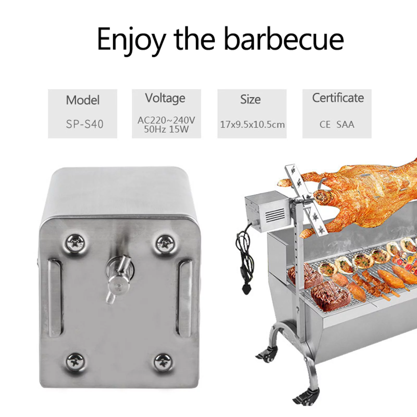 1545 Rotisserie Motor BBQ Rotisserie Motor Electric Motor for Family Dinner Rotisserie Roaster 3-5RPM
