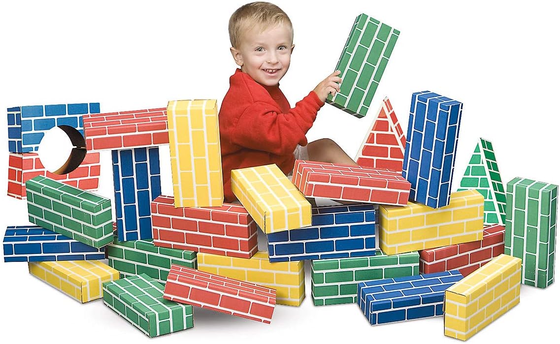 Lillian Vernon Primary Building Bricks- Kids Cardboard Bricks, Each 9 x 4 x 2 (Set of 24)