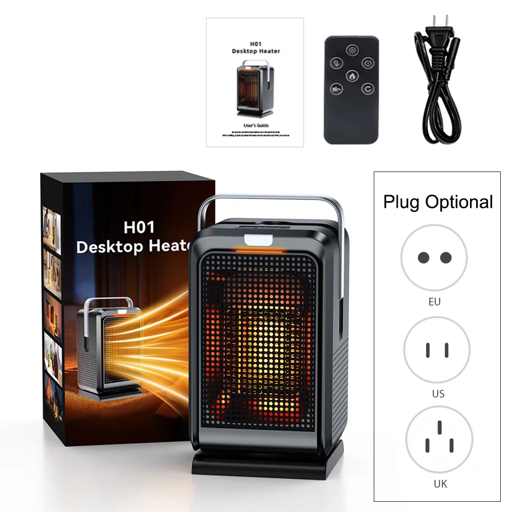 Htovila Portable Heater, 90 Degrees Oscillation, 1000W PTC Ceramic Electric Heater, Warm air blower