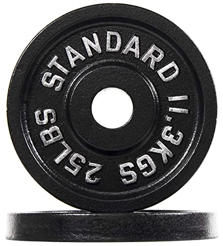 Olympic Cast Iron Plate for Strength Training and Weightlifting, Pairs, Sets or Set with Barbell, Multiple Sizes