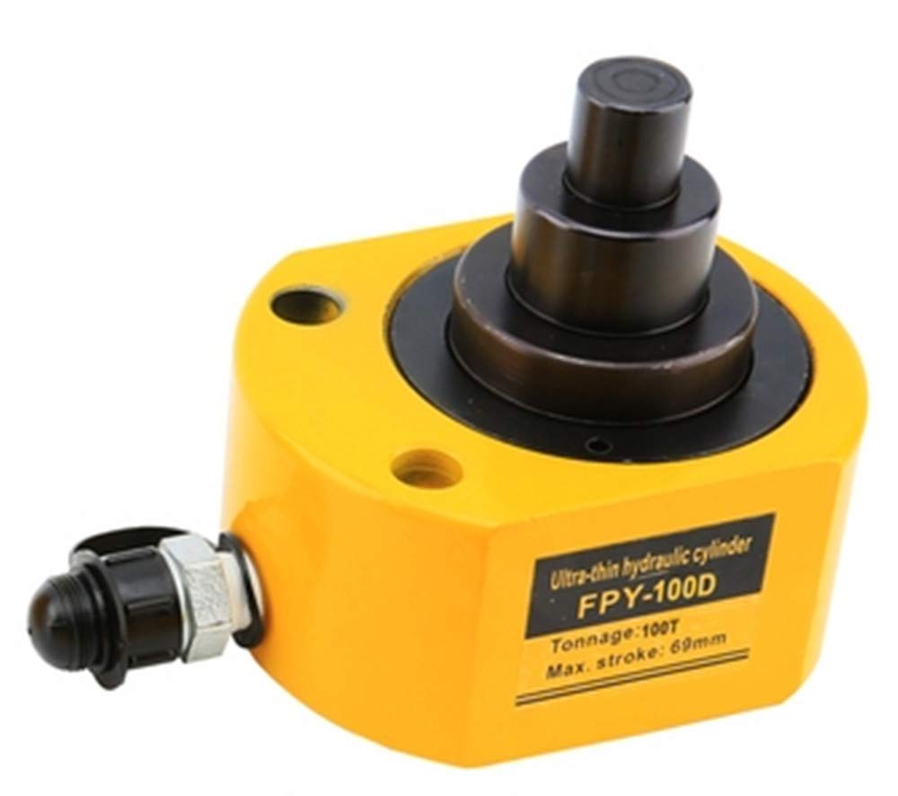 NEWTRY 100 ton Low Profile Hydraulic Ram Jack Multi-Section Stoke 69mm(2.72inch) Mini Protable Hydraulic Cylinder Industrial Super Thin Lifting Jack, not for Car (100T)