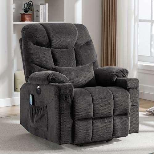 Power Lift Recliner Chair for Elderly,Lift Chair with Heat and Massage,Lift Chair Recliner with USB Port,Electric Lift Recliner Chair with Remote,2 Side Pockets, and Cup Holders