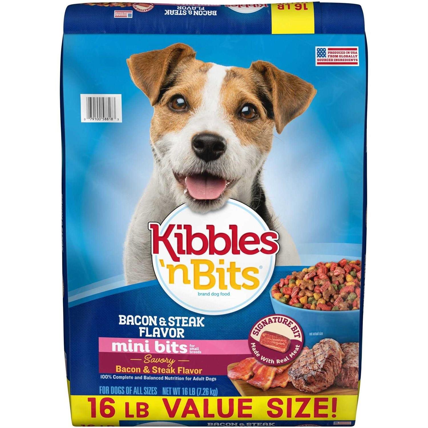 Kibbles n Bits Mini Bits Bacon & Steak Flavor Dry Small Breed Dog Food - Pet Supplies online store