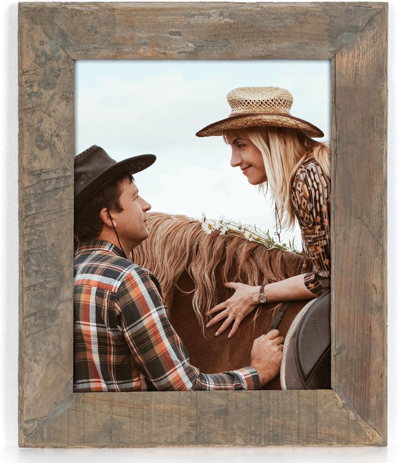 Rustic Picture Frame 8x10, 100% Reclaimed Wood Frame with Tempered Glass, Farmhouse Style Photo Frame 8''x10'' Distressed & Vintage Looking Wall Decor Gallery Wall Frame Set Mounting or Table Display