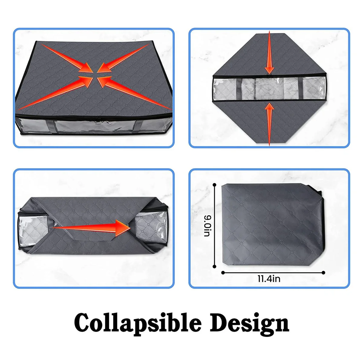 6 Pack Storage Bins Clothes Storage,Foldable Blanket Bags, Under Bed Containers for Organizing,Clothing