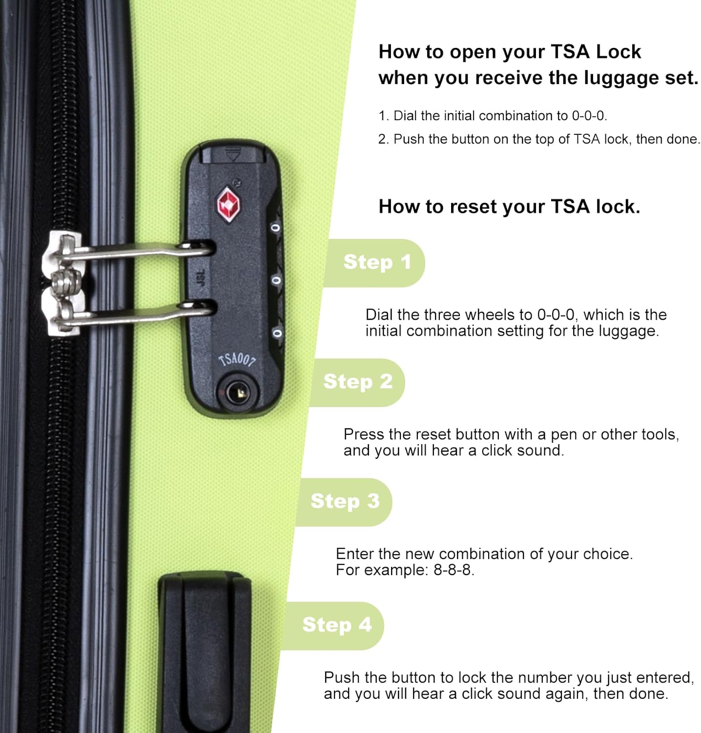 4 Piece Luggage Sets Travel Suitcase, Large Capacity Lightweight Luggage Sets with TSA Lock & Spinner Wheels, Clearance Carry On Luggage Suitcase Set (GREEN, 4 piece luggage set)