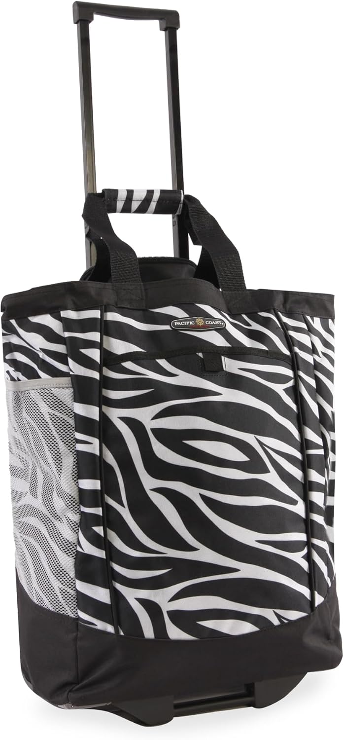 Pacific Coast Signature Large Rolling Shopper Tote, Zebra2