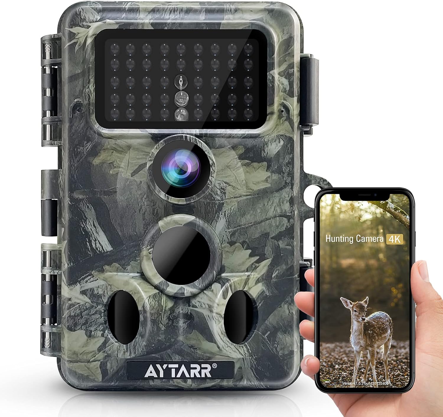WiFi Trail Camera, 4K 30MP Bluetooth Hunting Camera 940nm No Glow Night Vision Game Camera 120�� Wide Angle 0.2s Trigger IP66 Waterproof for Wildlife Monitoring