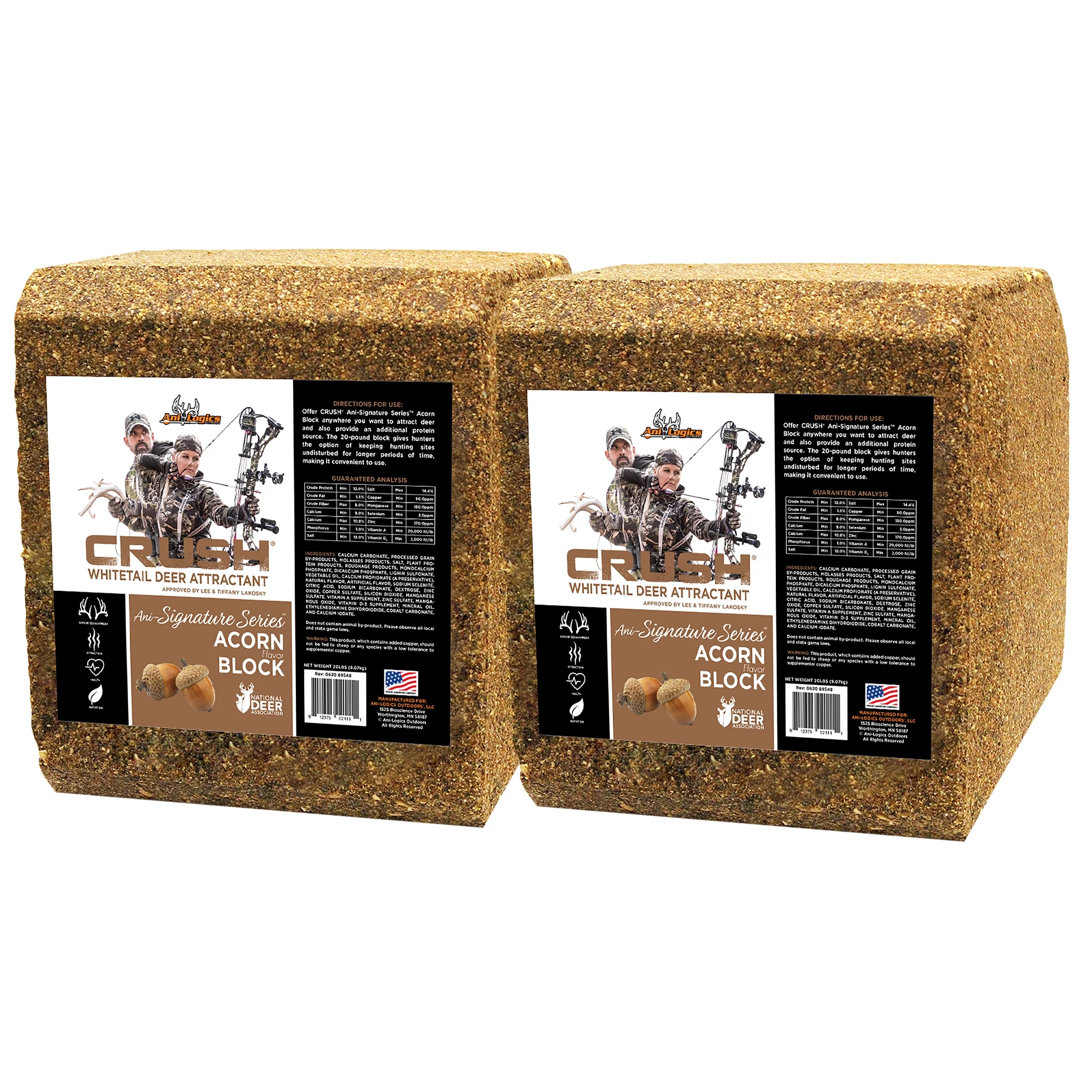 Ani-Logics Outdoors Crush Ani-Signature Series Acorn Deer Feed Block 20 lb, 2 Pack