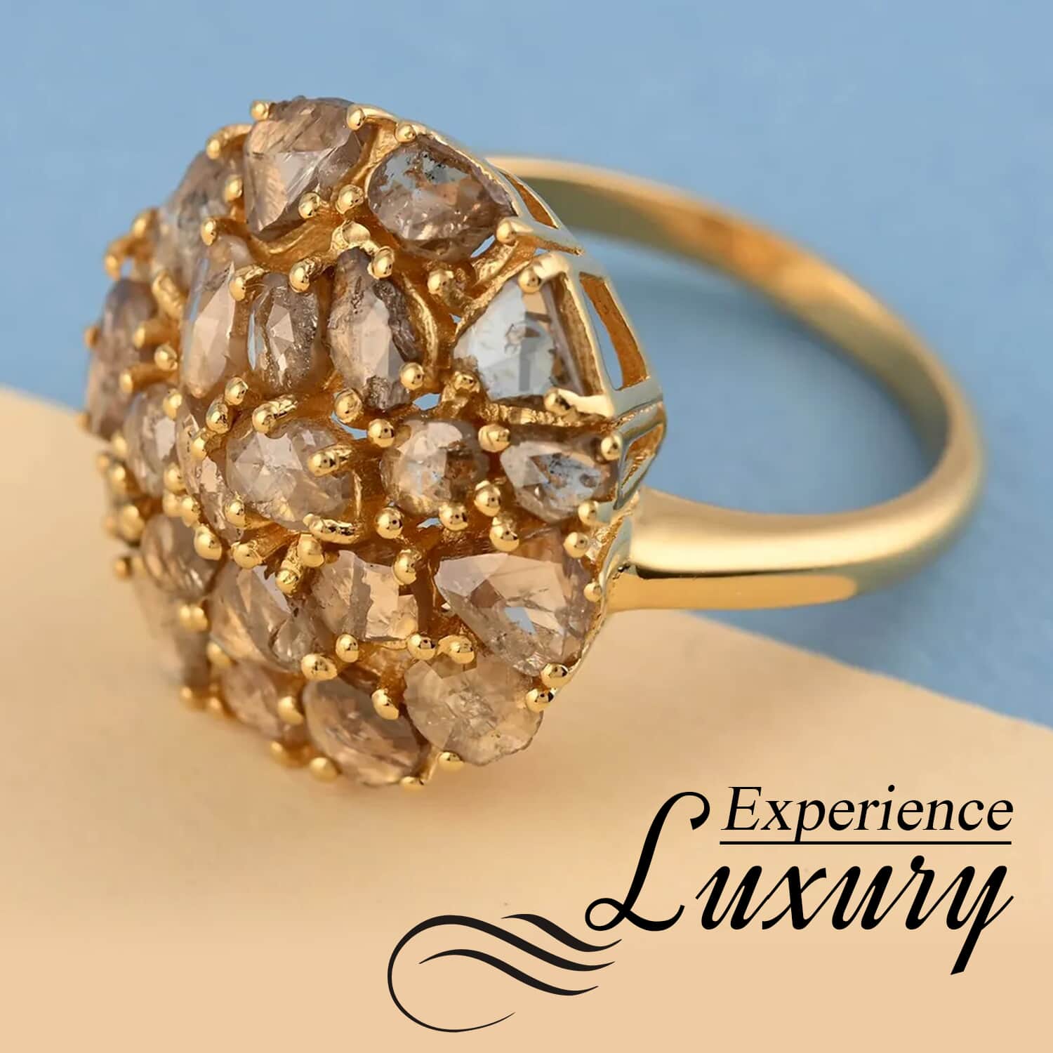 Shop LC Champagne Diamond Mix 925 Sterling Silver 14K Yellow Gold Plated Cluster Ring for Women Jewelry Gifts for Women Size 8 Ct 3 Wedding Engagement Promise Anniversary Birthday Gifts for Women