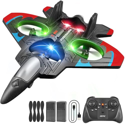 4DRC V32 Foam RC Planes Remote Control Airplanes for Kids Adults 8-16, RC Airplane Drone Helicopter with Light, 360° Flip Fighter Jet Toys, Stunt Roll, Airplane Toy Gifts for Kids Adults Beginners