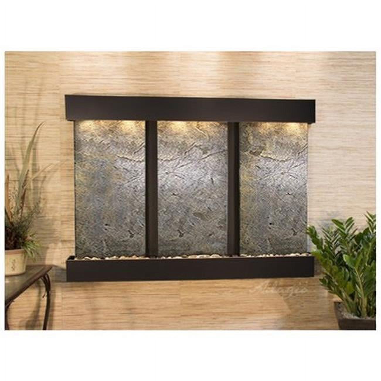 Olympus Falls-Square-Blackened Copper-Green Featherstone Wall Fountain