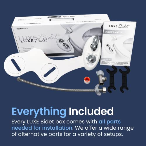 LUXE Bidet NEO 180 - Self-Cleaning, Dual Nozzle, Non-Electric Bidet Attachment for Toilet Seat, Adjustable Water Pressure, Rear and Feminine Wash, Lever Control (Blue)