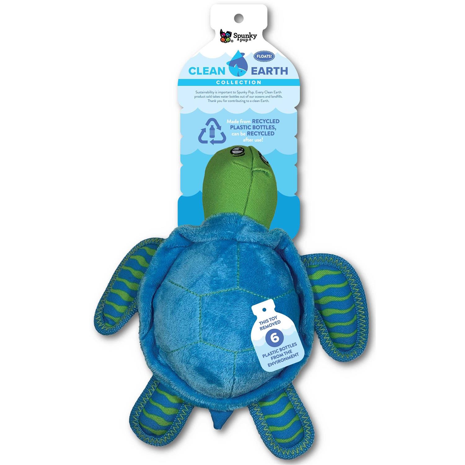 Spunky Pup Clean Earth Plush Turtle Dog Toy - Pet Supplies online store