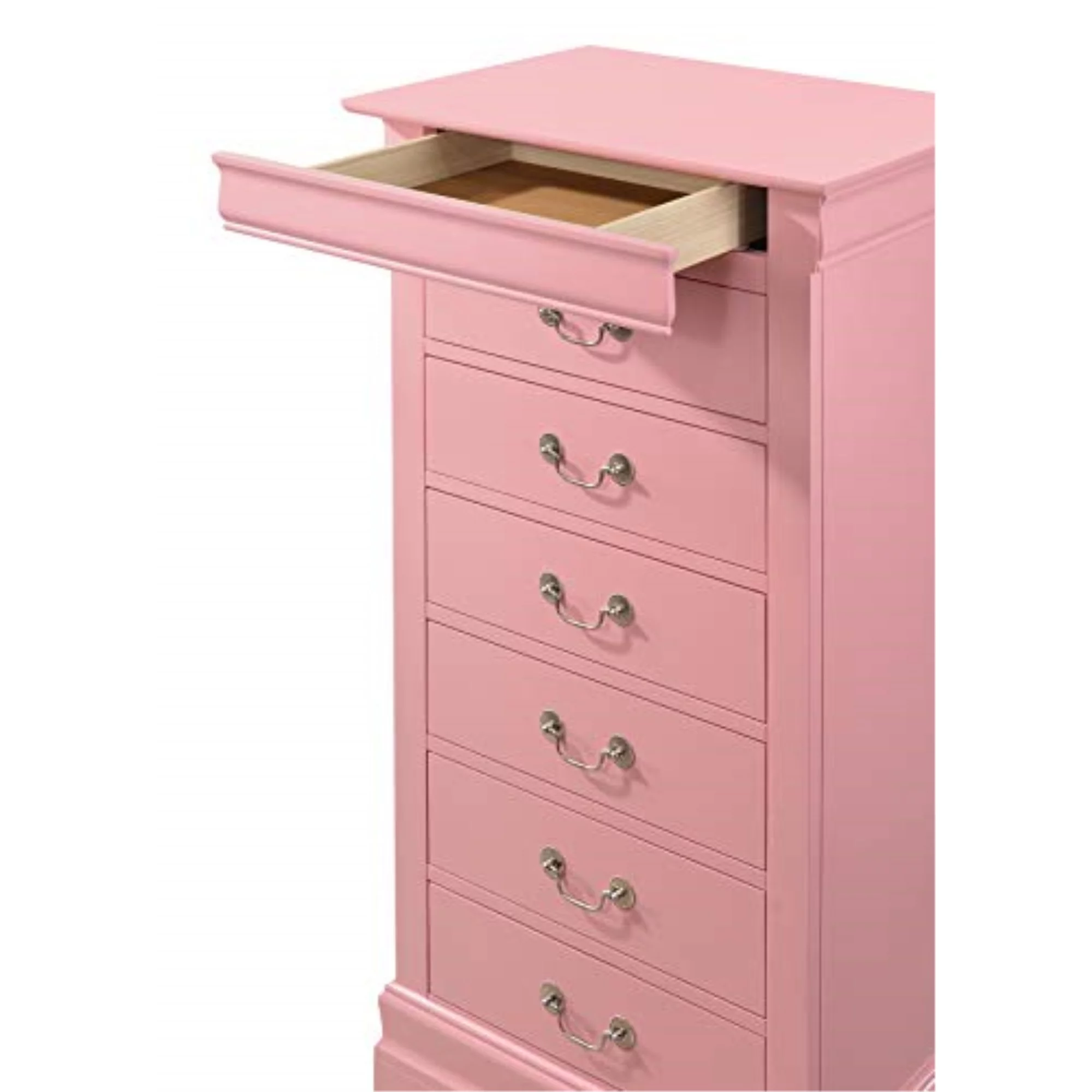 Glory Furniture Louis Phillipe 7 Drawer Lingerie Chest in Pink