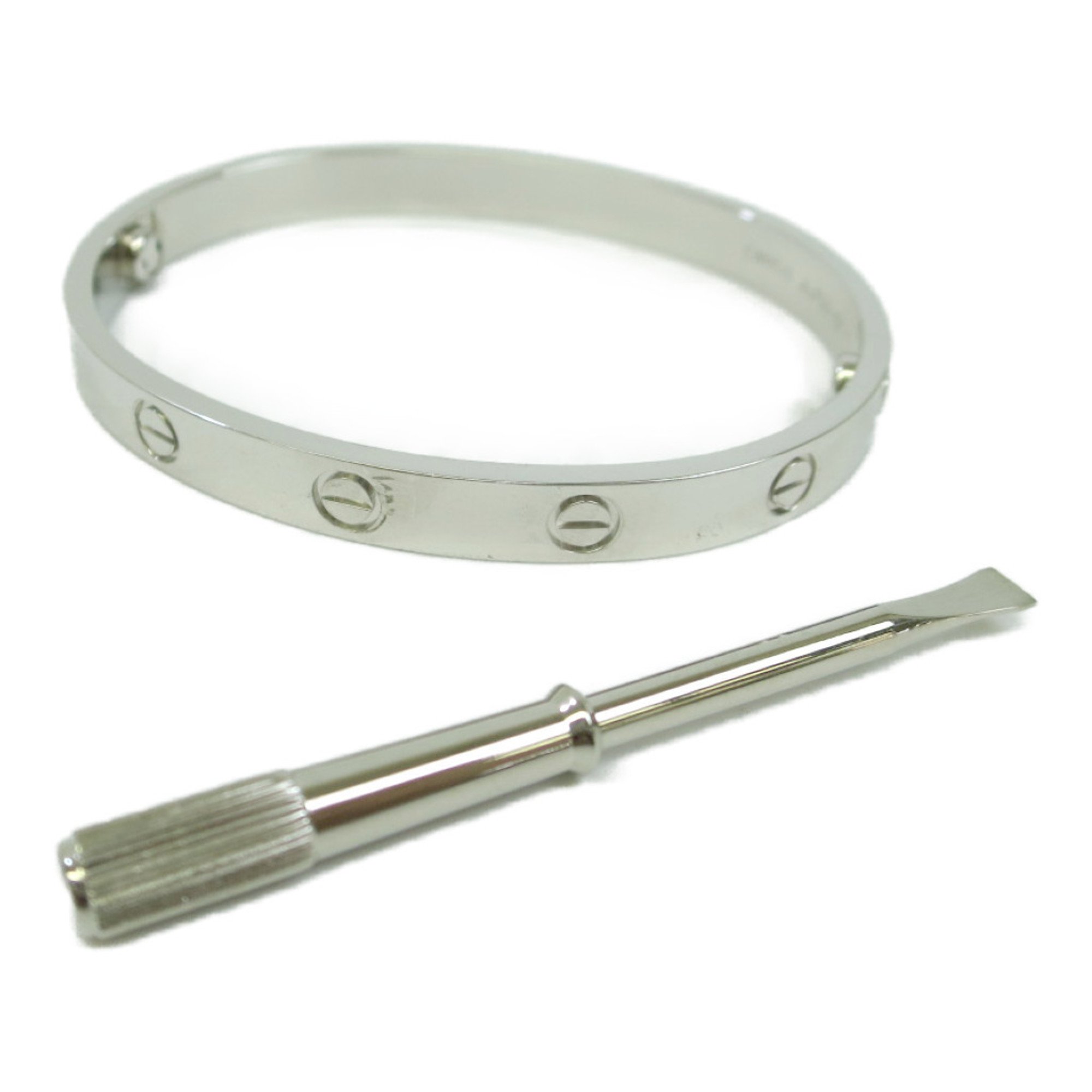 Authenticated Used Polished CARTIER Love Bracelet #17 18K White Gold Bangle BF553596