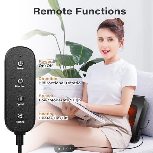 Lower Back Massager with Heat, Back & Neck Massager for Pain Relief Deep Tissue,3D Kneading Massage Pillow for Upper and Lower Back Shoulder, Masssager Gifts for Women,Men,Dad,Mom- Remote