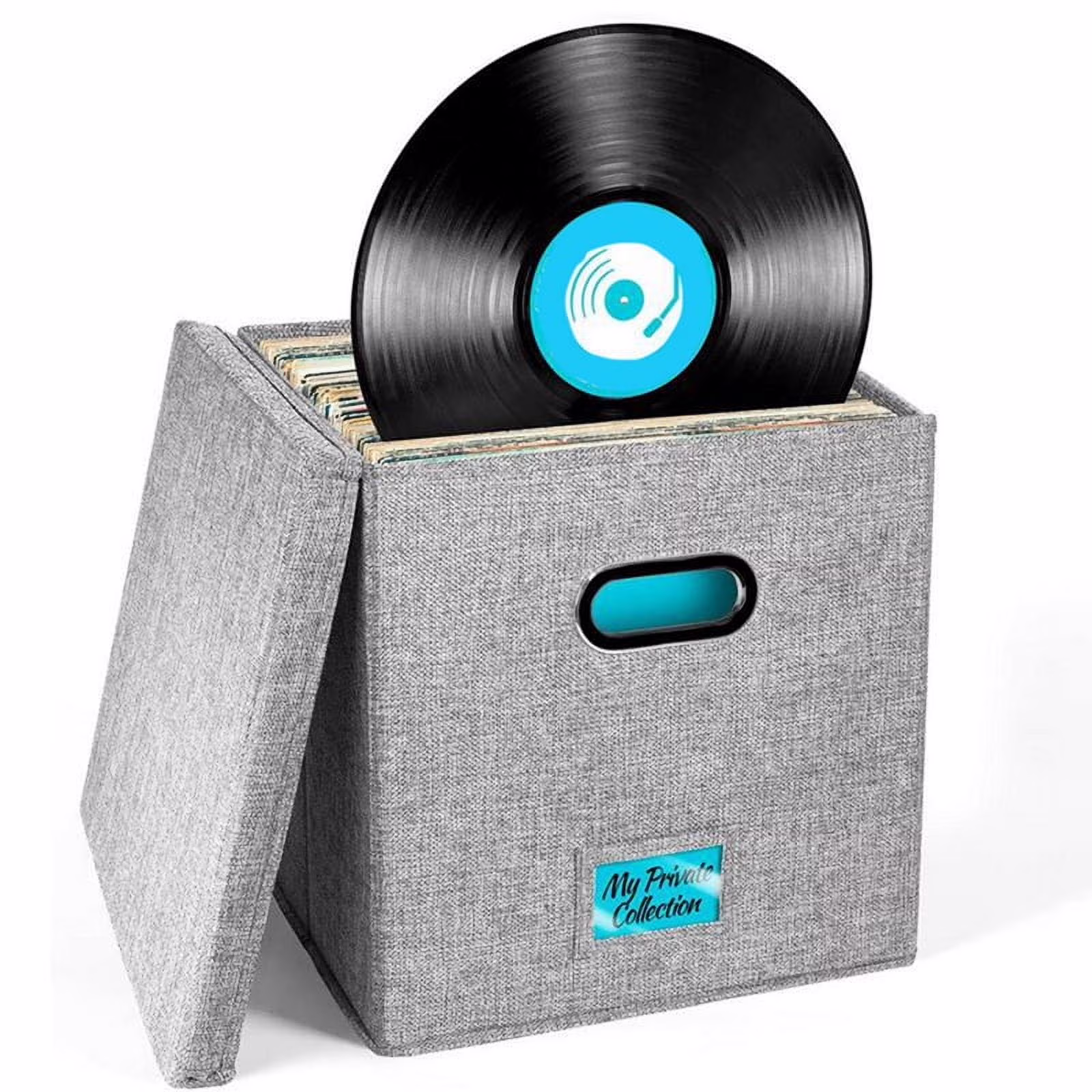 Vinyl Record Storage Box with Lid and Handles, LP Organizer, Stylish Home Decor, Protective Album Holder