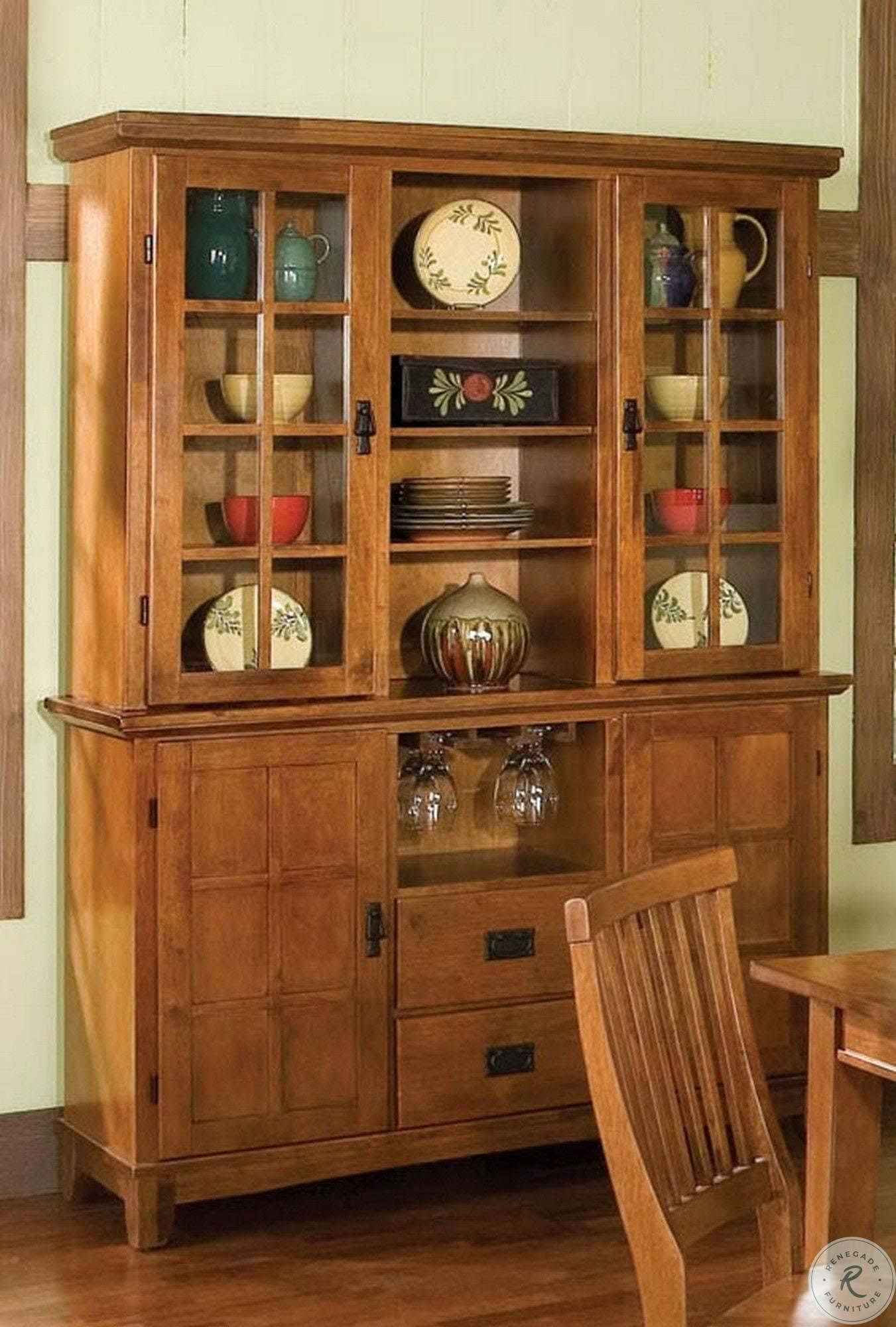 Home Styles Arts u0026 Crafts Dining Buffet with Hutch, Brown