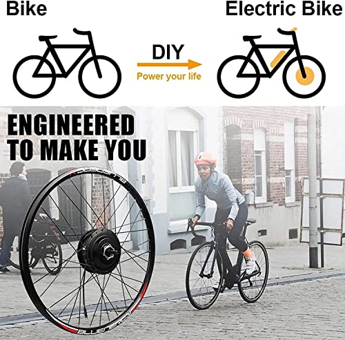 E-Bike Conversion Kit Electric Bike Conversion kit 20, 24, 26, 27.5, 28, 29, 700c inch Front Wheel hub Motor kit Motor Control LCD Display Brushless Motor hub,48V/1500W-26inch