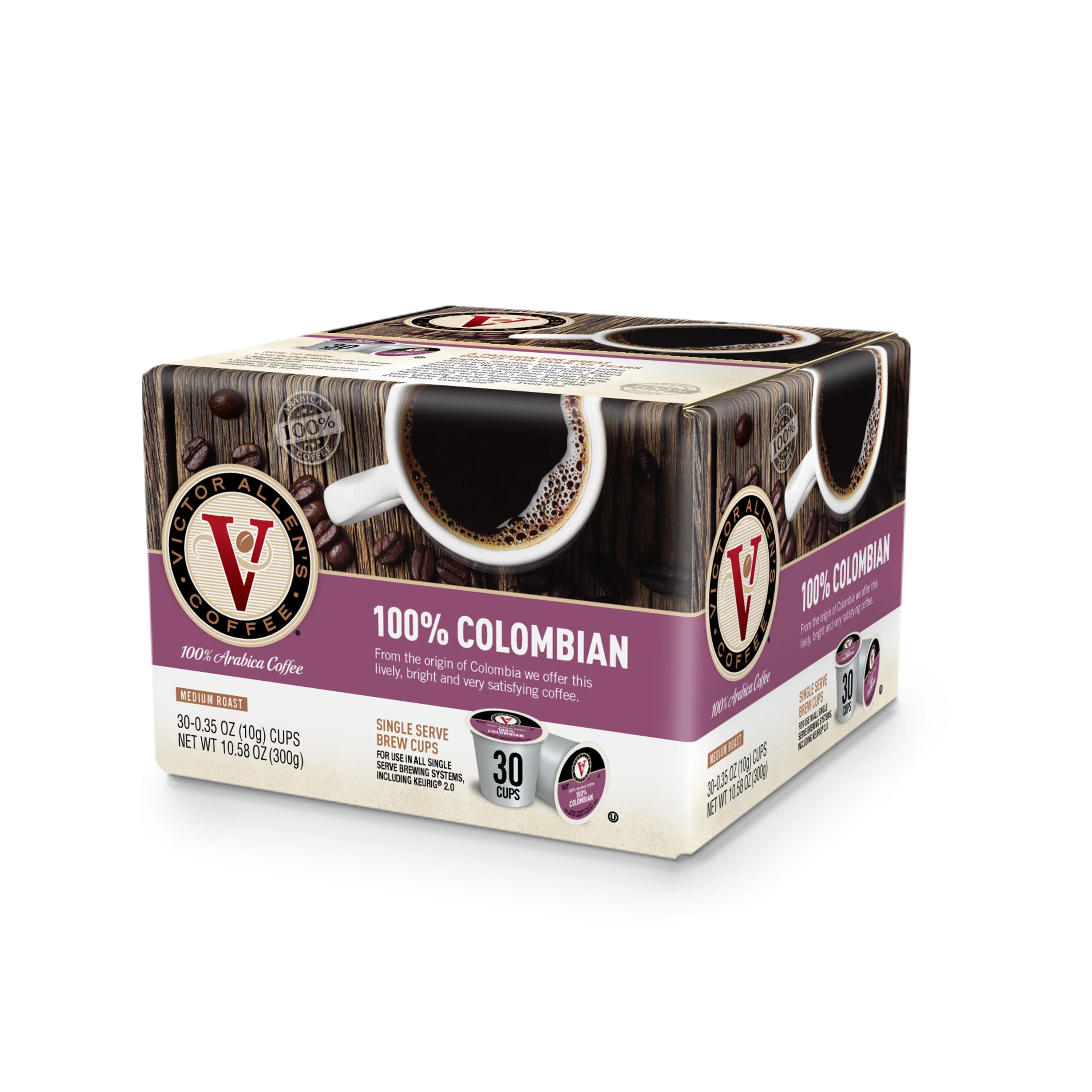 Victor Allen's Coffee 100% Colombian, Medium Roast, 30 Ct, Single Serve Coffee Pods for Keurig K-Cup Brewers