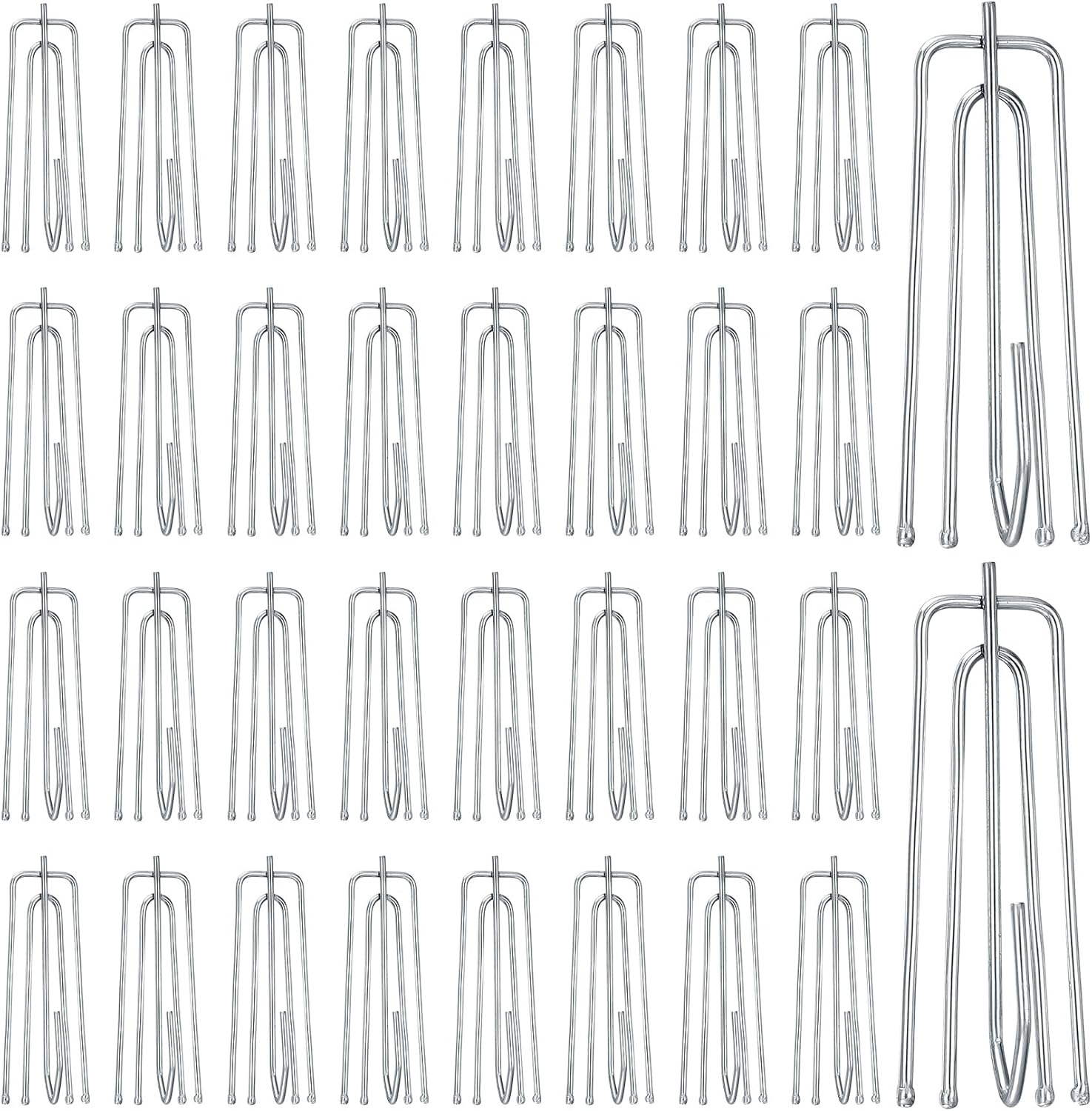 Curtain Hooks for Drapes, 70pcs Pinch Pleat Curtain Hooks, Curtain Tape Drapery Pleat Hooks, Curtain Pleater Tape Hooks, 4 Prongs Drapery Hook Pins Stainless Steel for Pleated Drapes Curtain