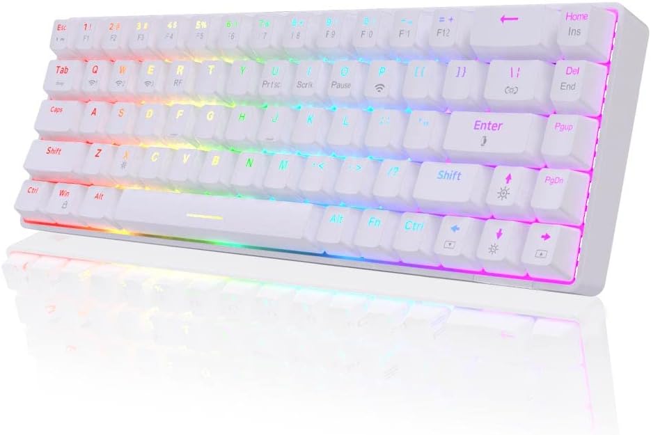 NACODEX 68 Key 65% Hot swappable Mechanical Keyboard, 2.4G Wireless/Bluetooth/Wired RGB Backlit Keyboard, 1900mAh Programmable Keyboard for Win/Mac/Gaming (Blue Switch, Black)