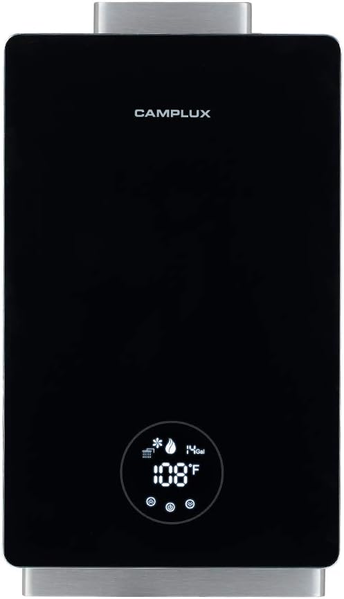 Tankless Water Heater, Camplux Constant Propane Water Heater, 3.18 GPM On Demand Water Heater, Instant Hot Water Heater, Indoor, Black