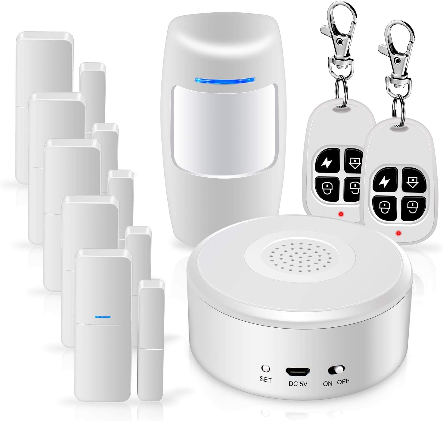 WiFi Alarm System Home Security System Smart Alarm 9 Pieces-Kit DIY No Monthly Fee Wireless with APP Push and Calling Alarms for Home Apartment